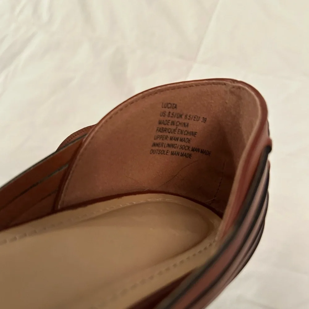 Woven Leather Flats in Cognac - Women's Casual Loafers - Picture 5 of 7